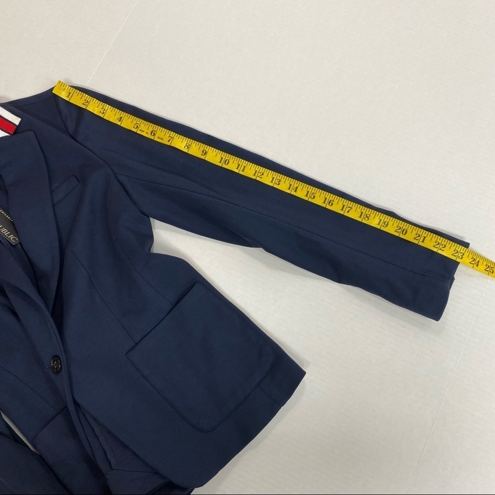 Banana Republic Classic Contrast Striped Collar Navy Blazer Ponte NWT - Picture 9 of 14